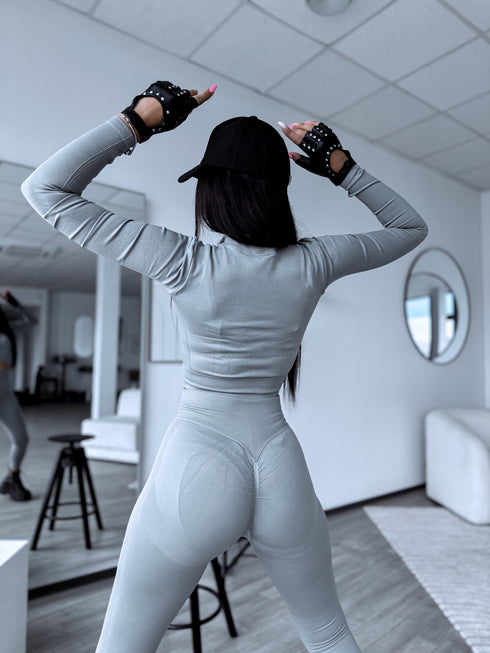 2in1 prigludęs komplektas su kryžmine juosta "STAY FIT" - PILKAS